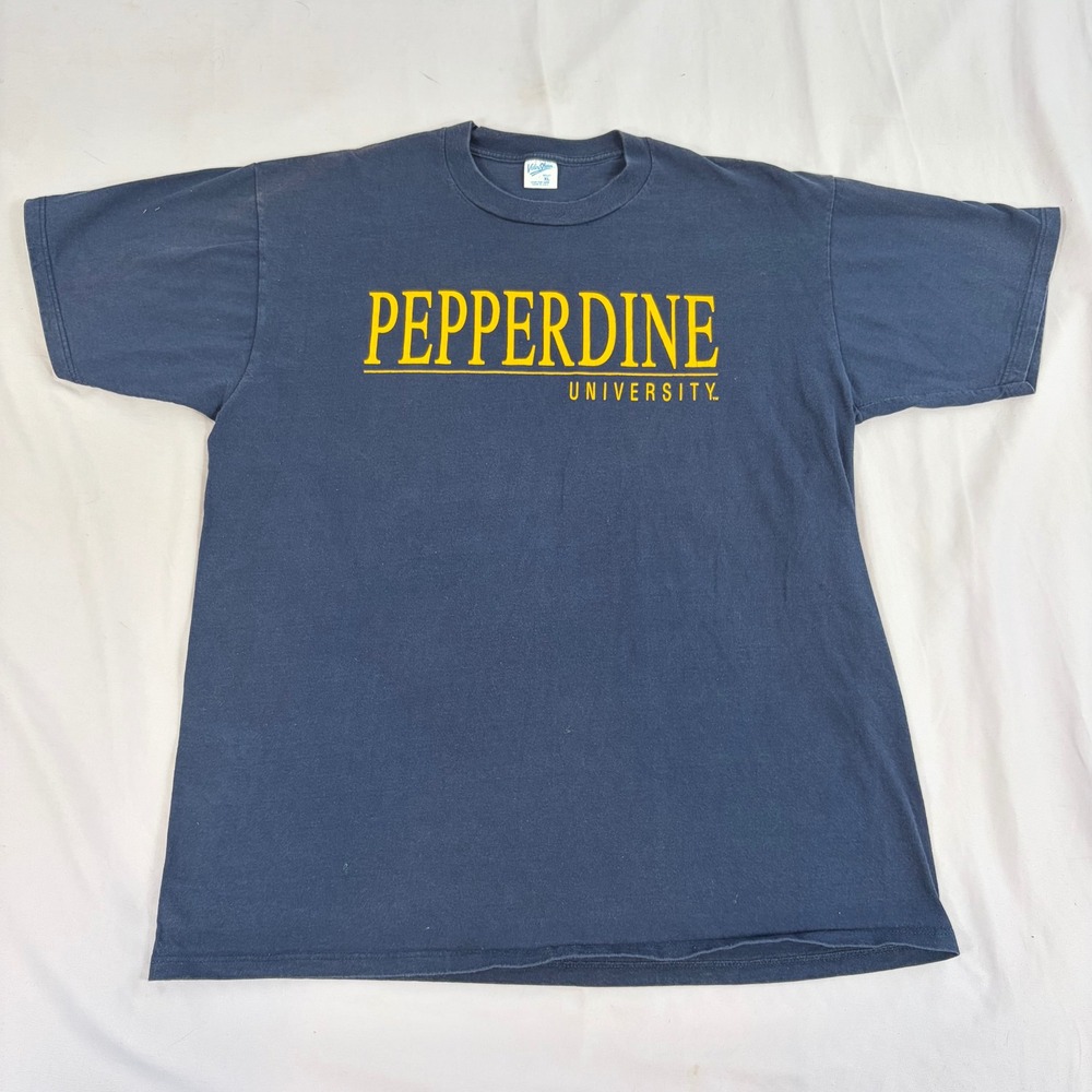 Velva Sheen Mens XL Navy Blue Pepperdine University Graphic T Shirt Vintage 90s‎